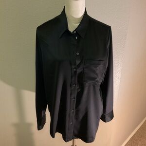 GAP Satin Black Button Down Shirt size M